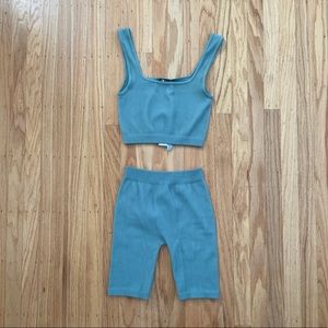 Zara seamless ribbed set - crop top and bike shorts